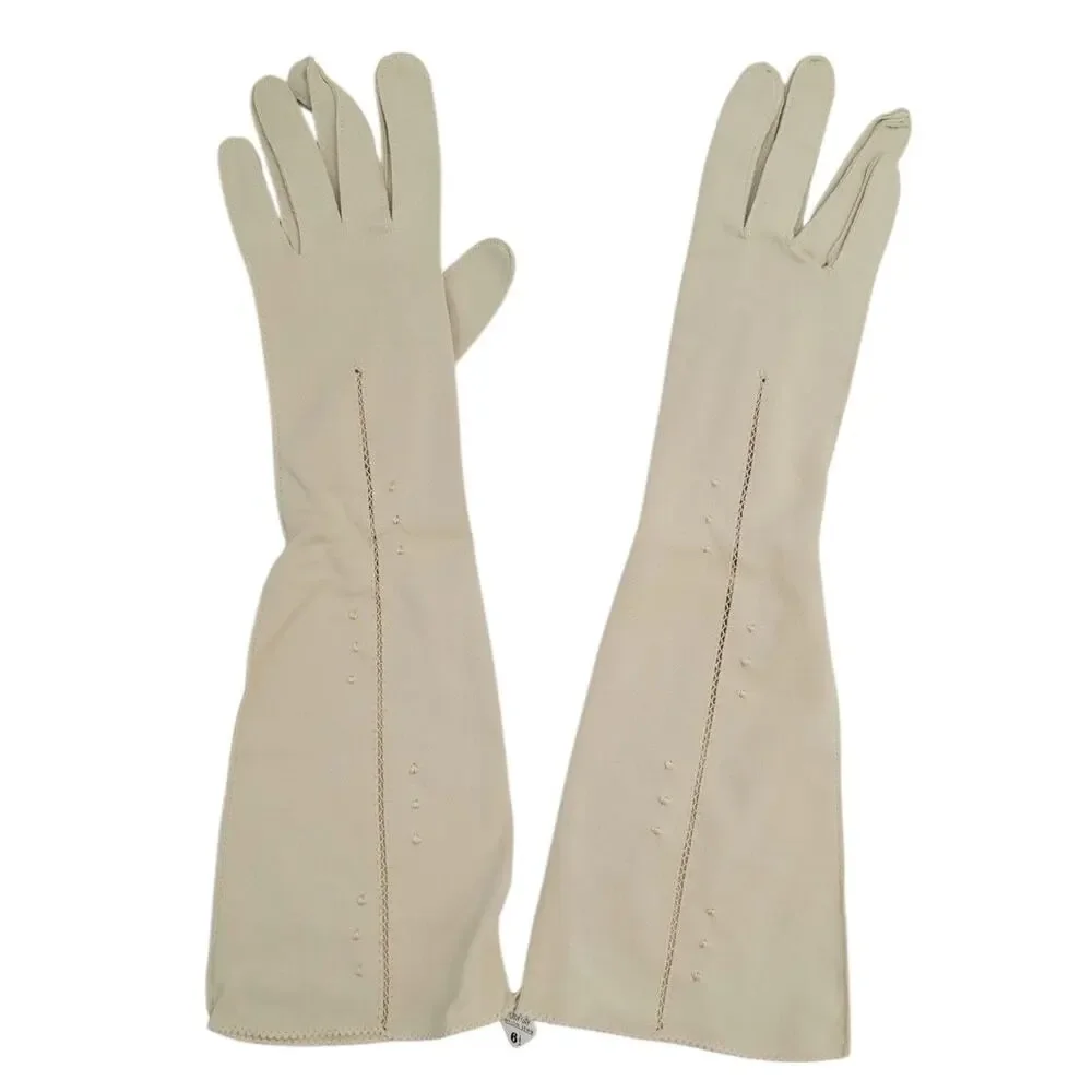 Vintage Lady Gay Ivory Opera Gloves Deadstock NOS Bridal Mid Century Size 6.5